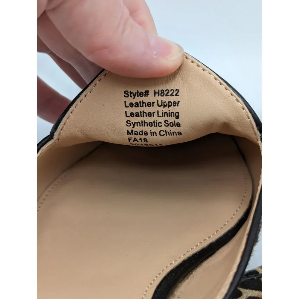 J.Crew Collection Piped Loafer Mules Calf Hair Leopard Print Size 8.5 - Picture 8 of 10